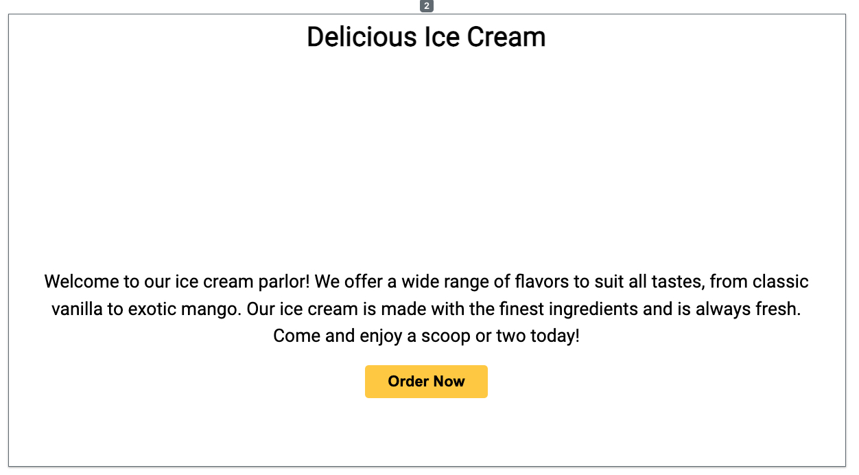 Initial website layout before Self-Refine feedback